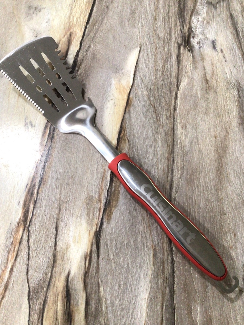 Cuisinart Stainless Steel Grilling Spatula Slotted Serrated 17.5” Red Handle